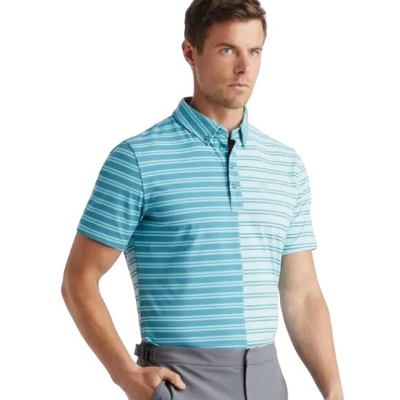 G/FORE Men's Split Stripe Golf Polo in Seaglass Size XL - Picture 2 of 5